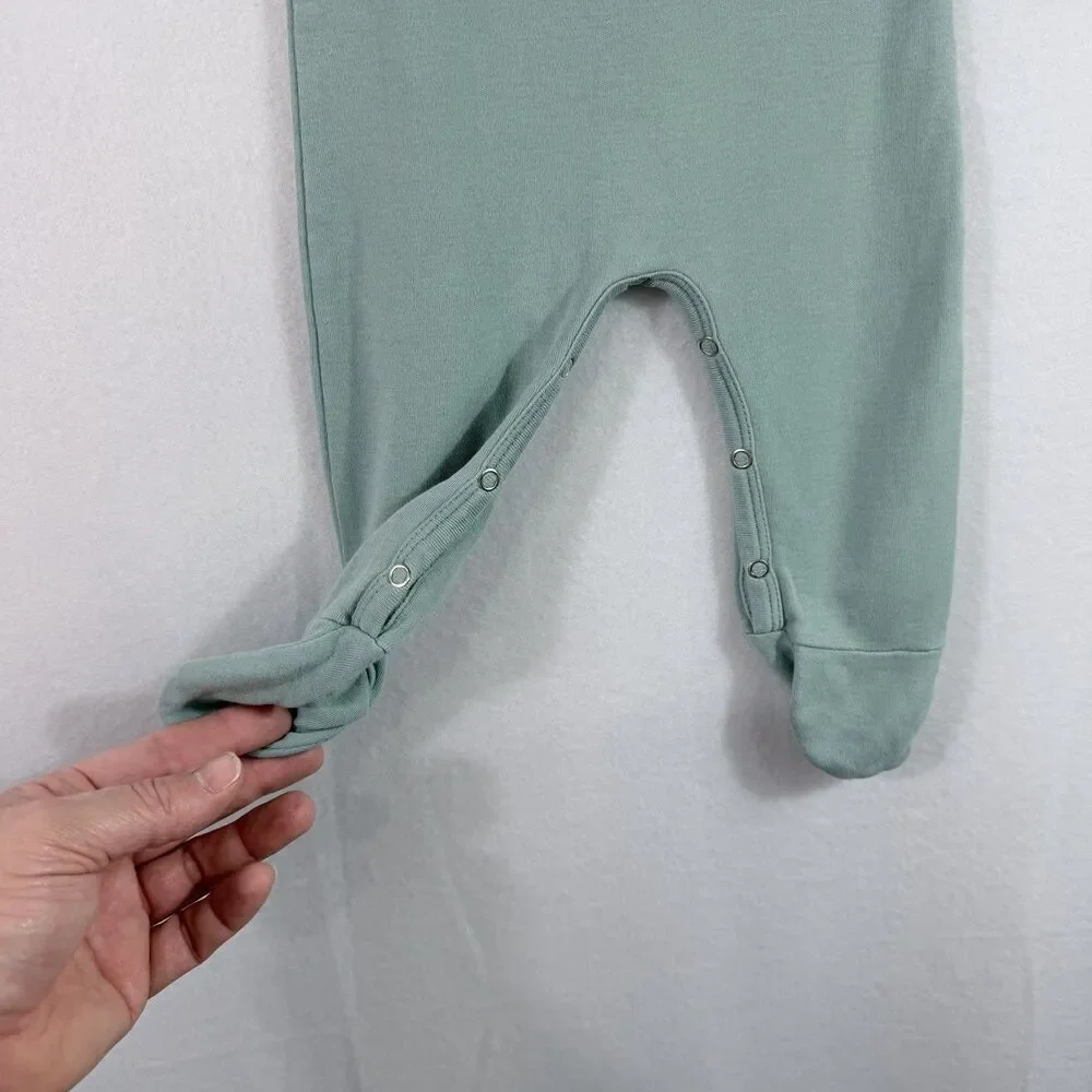 Kate Quinn Teal Green 100% Organic Cotton Long Sleeve Footie Sleeper Size 6-9 M